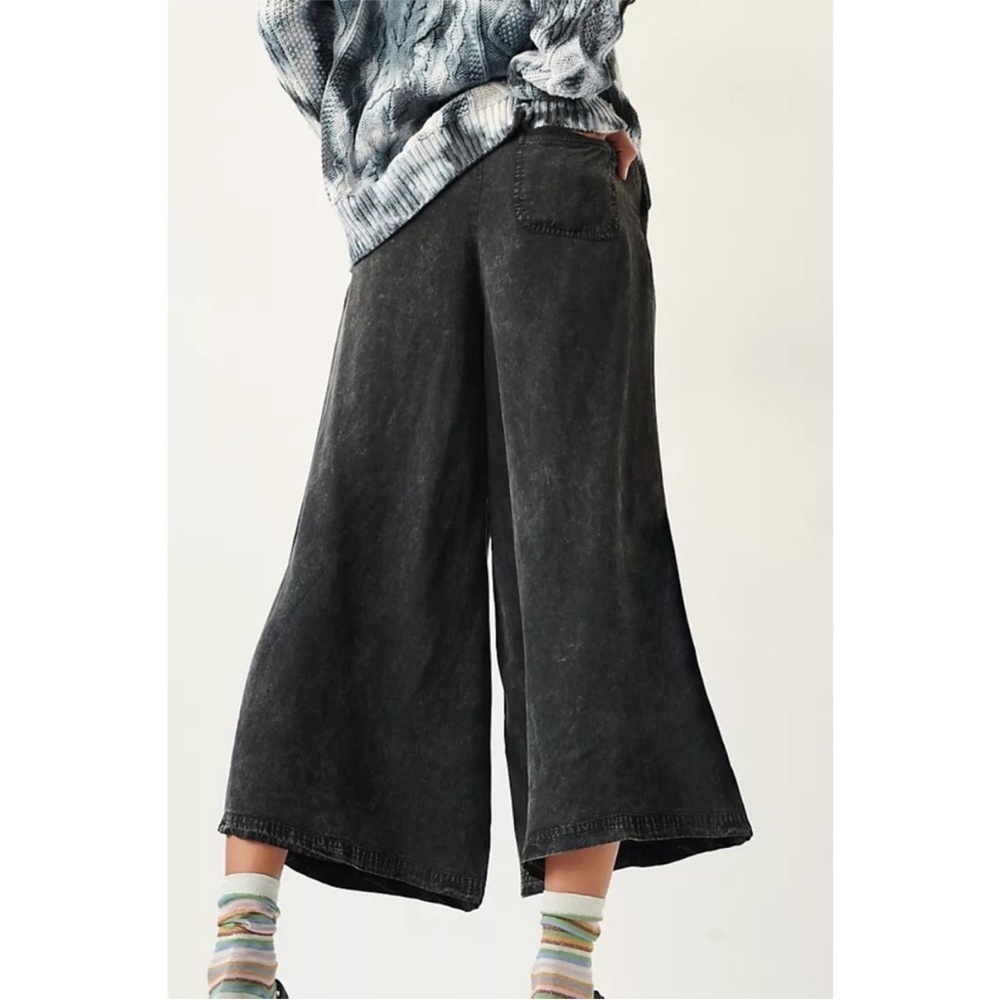 Anthropologie Saturday Sunday Eudora Cropped Wide-Leg Pants Medium Petite B6 - Picture 2 of 12